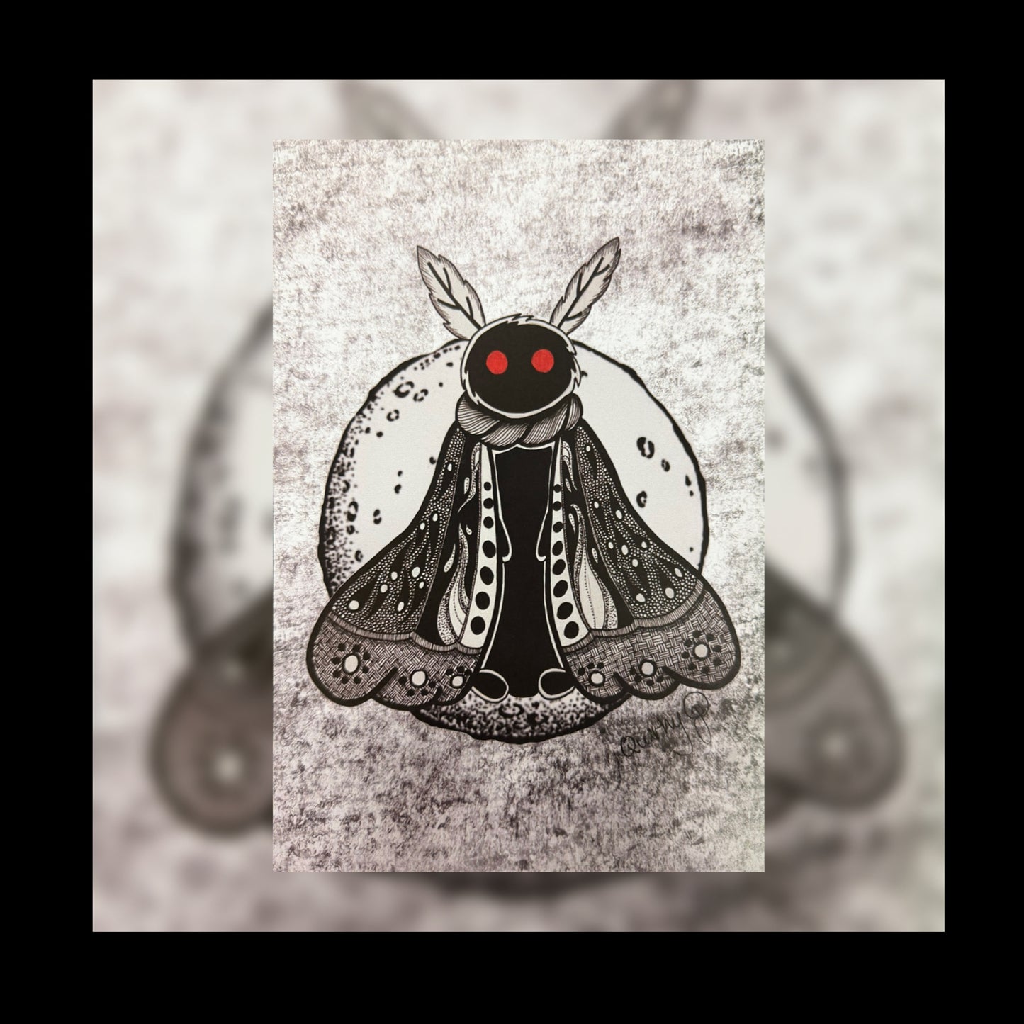 Mothman Original Art Print A5