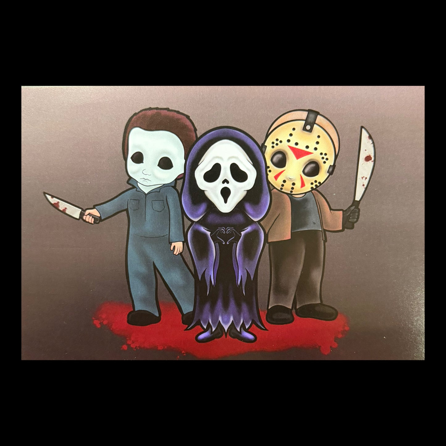 Horror Trio Original Art Print A5