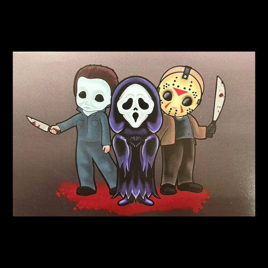 Horror Trio Original Art Print A5