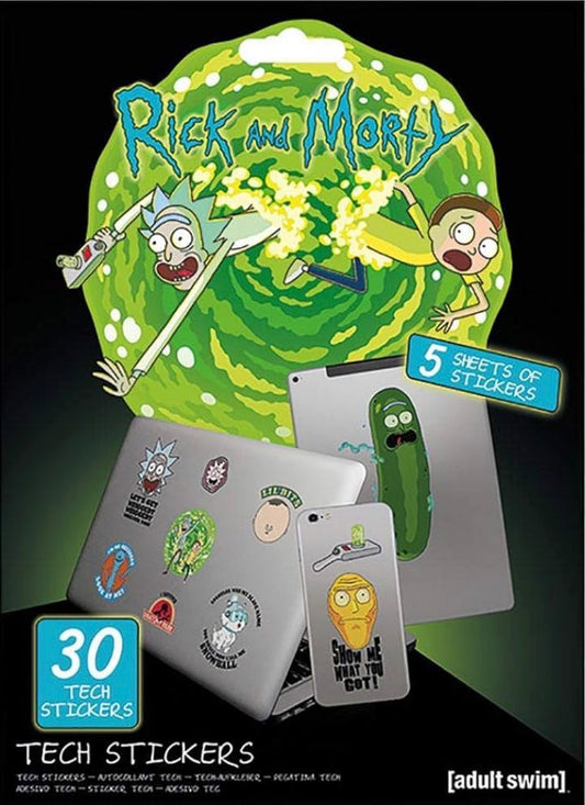 Rick and Morty Adventures Tech Stickers, Set of 30 Stickers for Laptops, Mobile Phones and Tablets - Official Merchandise