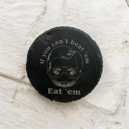 Dahmer Slate Coaster-Laser Engraved Rough Edge Stone Coaster | Horror Movie Inspired Gift | Rustic Drink Coaster