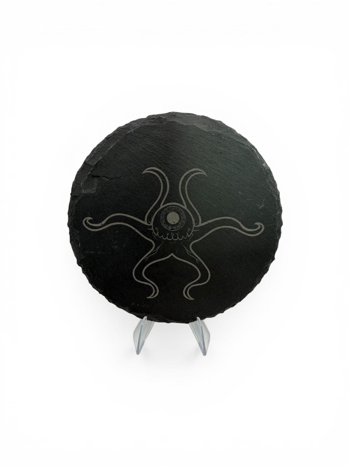 Alien Slate Coaster 10cm – Laser Engraved Rough Edge Stone Coaster | Sci-Fi Movie Gift | Rustic Drink Coaster