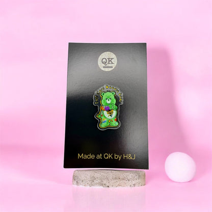 Self Care Doodle Bear Pin Badge
