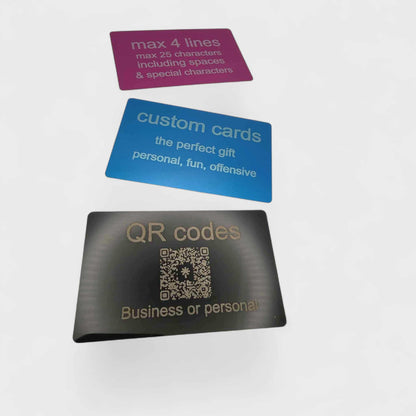 Custom Metal Card – Personalised Wallet Card with Engraving | Unique Gift with QR Code or Message