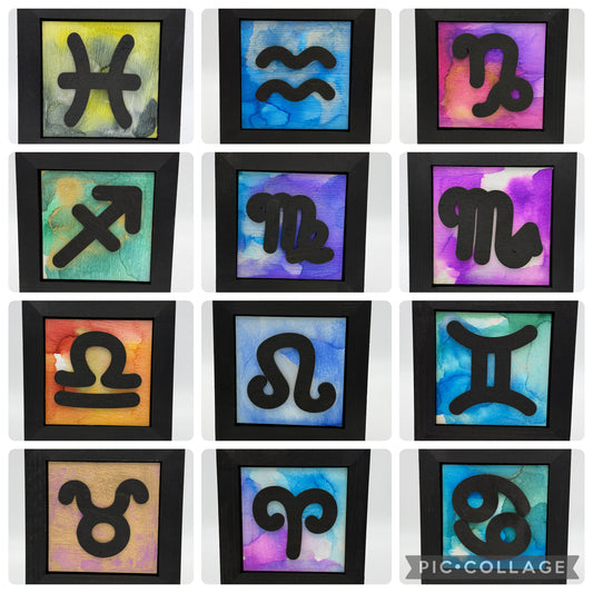 Framed Zodiac Sign Artwork – Colourful Astrology Wall Art